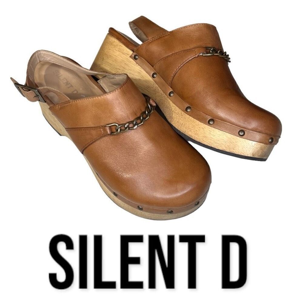 Anthropologie Silent D Women's Honey Georgia Slingback Heel Clogs Brown Size 40
